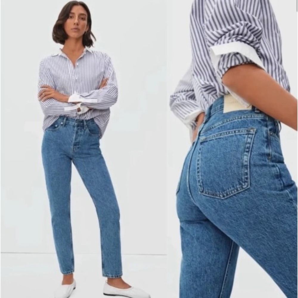 Everlane The Curvy 90s Cheeky Straight Jean Organic Cotton Blue Denim 27 Crop